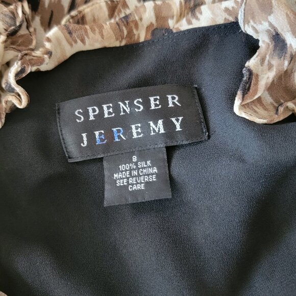 Spenser Jeremy Ruffled Short Sleeve Animal Print Evening Blouse in Size 8 - Picture 4 of 4